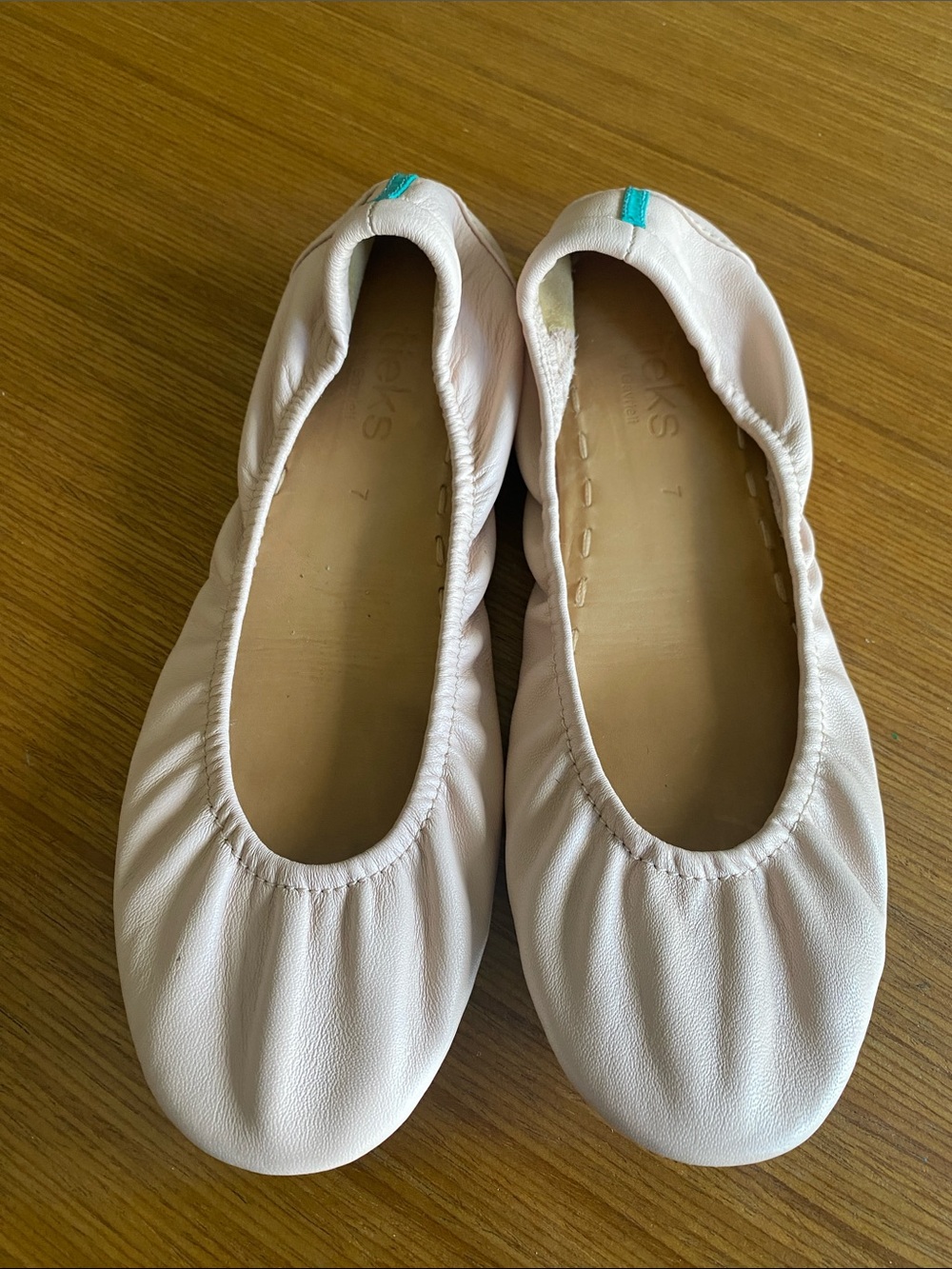 Tieks by Gavrieli Ballerina Pink Ballet Flats Teal Accent and Sole 7 - Picture 3 of 6
